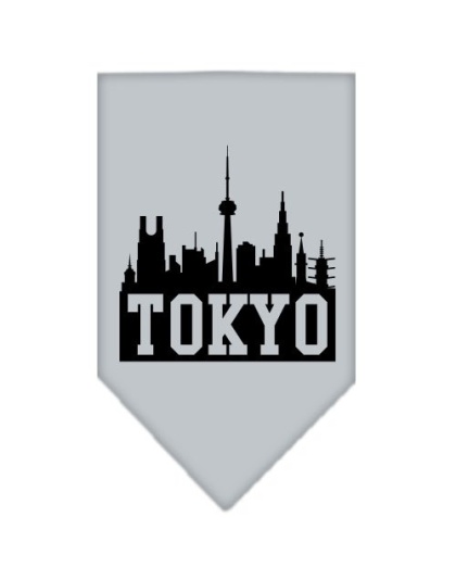 Tokyo Skyline Screen Print Bandana Grey Large