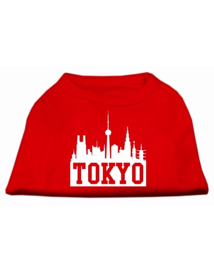 Tokyo Skyline Screen Print Shirt Red Lg