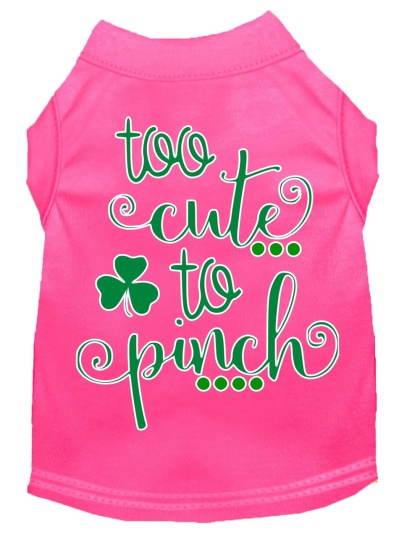 Too Cute to Pinch Screen Print Dog Shirt Bright Pink Lg