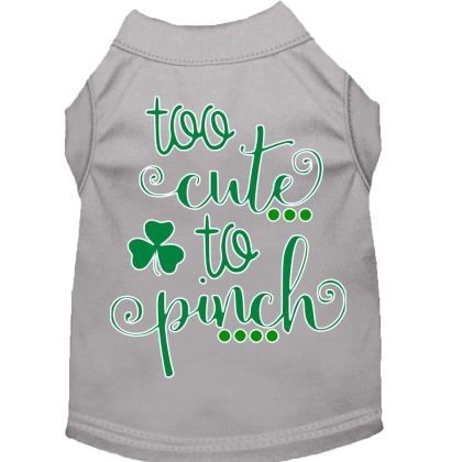 Too Cute to Pinch Screen Print Dog Shirt Grey Lg