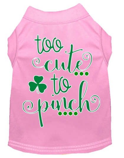 Too Cute to Pinch Screen Print Dog Shirt Light Pink Lg