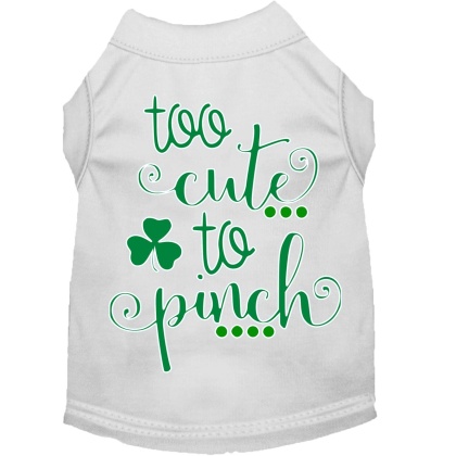 Too Cute to Pinch Screen Print Dog Shirt White Lg