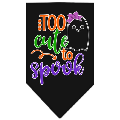 Too Cute to Spook-Girly Ghost Screen Print Bandana Black Large