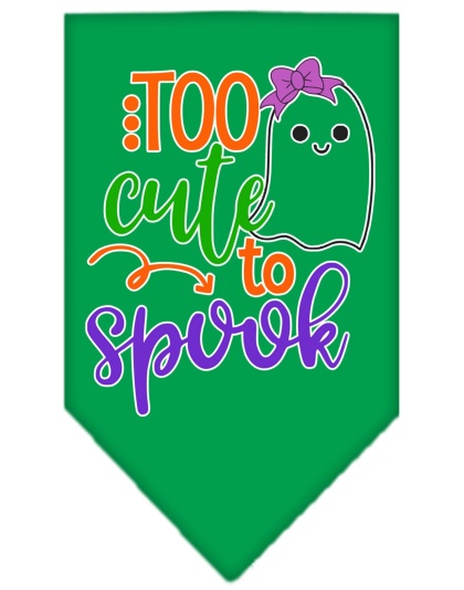 Too Cute to Spook-Girly Ghost Screen Print Bandana Emerald Green Large