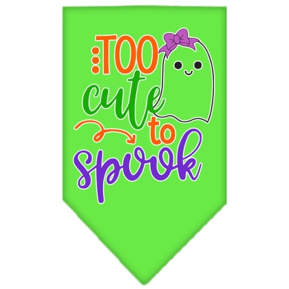 Too Cute to Spook-Girly Ghost Screen Print Bandana Lime Green Large