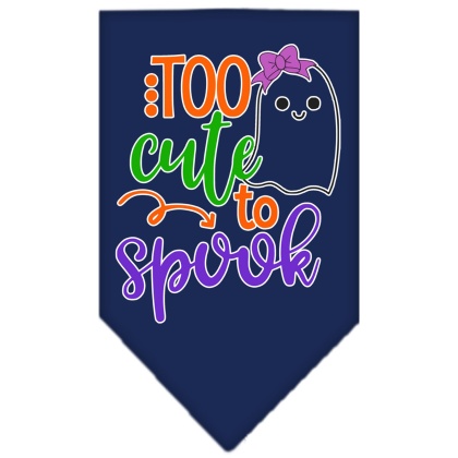 Too Cute to Spook-Girly Ghost Screen Print Bandana Navy Blue large