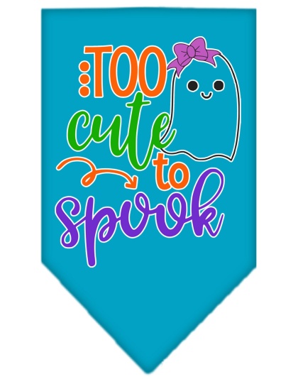 Too Cute to Spook-Girly Ghost Screen Print Bandana Turquoise Large