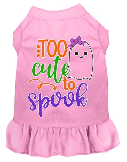 Too Cute to Spook-Girly Ghost Screen Print Dog Dress Light Pink 4X