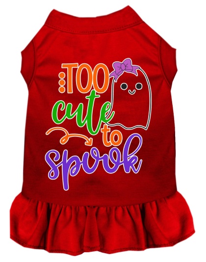 Too Cute to Spook-Girly Ghost Screen Print Dog Dress Red 4X