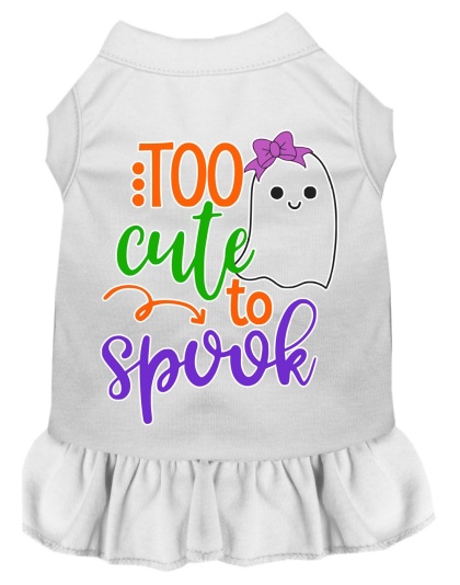 Too Cute to Spook-Girly Ghost Screen Print Dog Dress White 4X