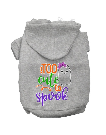 Too Cute to Spook-Girly Ghost Screen Print Dog Hoodie Grey L