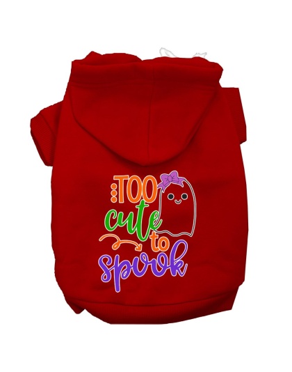 Too Cute to Spook-Girly Ghost Screen Print Dog Hoodie Red L