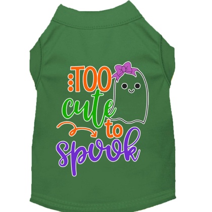 Too Cute to Spook-Girly Ghost Screen Print Dog Shirt Green Lg