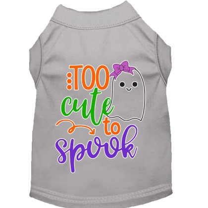Too Cute to Spook-Girly Ghost Screen Print Dog Shirt Grey Lg