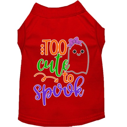 Too Cute to Spook-Girly Ghost Screen Print Dog Shirt Red Lg