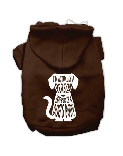 Trapped Screen Print Pet Hoodies Brown Size Lg