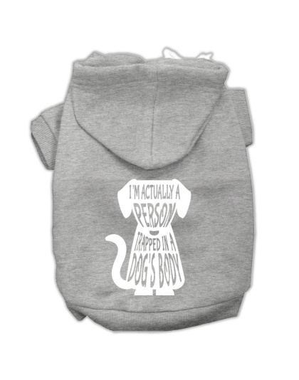 Trapped Screen Print Pet Hoodies Grey Size Lg