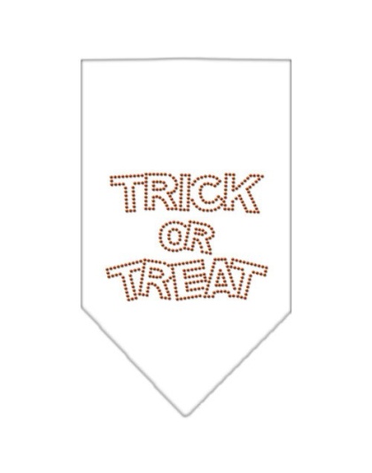 Trick or Treat Rhinestone Bandana White Large