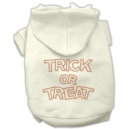 Trick or Treat Rhinestone Hoodies Cream L