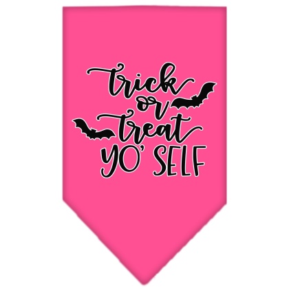 Trick or Treat Yo' Self Screen Print Bandana Bright Pink Large