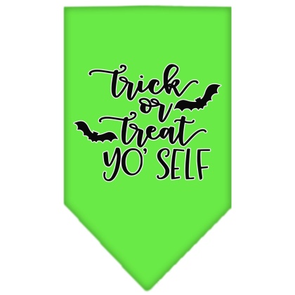 Trick or Treat Yo' Self Screen Print Bandana Lime Green Large