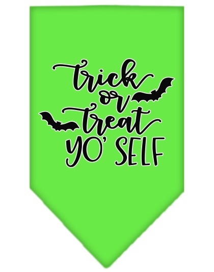 Trick or Treat Yo' Self Screen Print Bandana Lime Green Large