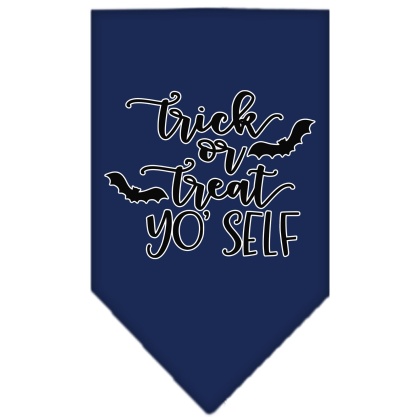 Trick or Treat Yo' Self Screen Print Bandana Navy Blue large