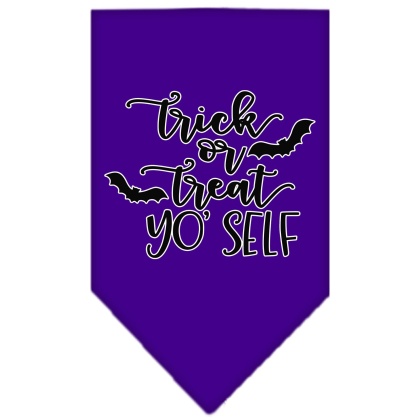 Trick or Treat Yo' Self Screen Print Bandana Purple Large