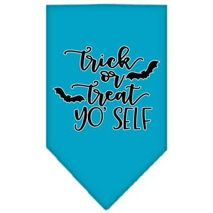 Trick or Treat Yo' Self Screen Print Bandana Turquoise Large
