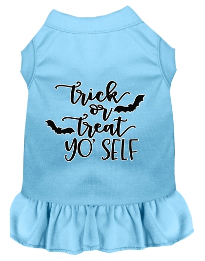 Trick or Treat Yo' Self Screen Print Dog Dress Baby Blue 4X