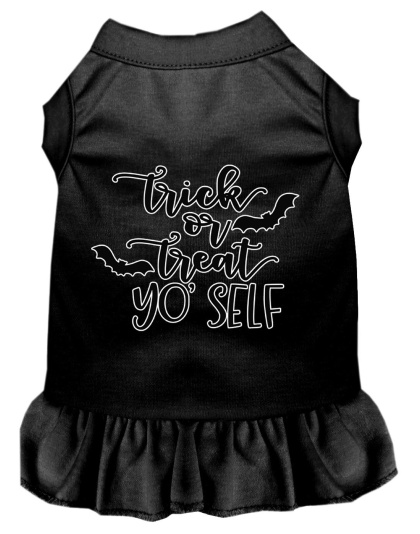 Trick or Treat Yo' Self Screen Print Dog Dress Black Med