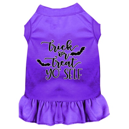 Trick or Treat Yo' Self Screen Print Dog Dress Purple 4X