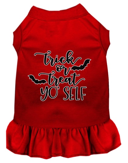 Trick or Treat Yo' Self Screen Print Dog Dress Red 4X