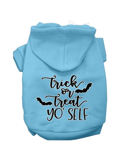 Trick or Treat Yo' Self Screen Print Dog Hoodie Baby Blue L