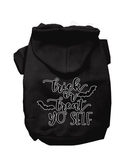 Trick or Treat Yo' Self Screen Print Dog Hoodie Black L