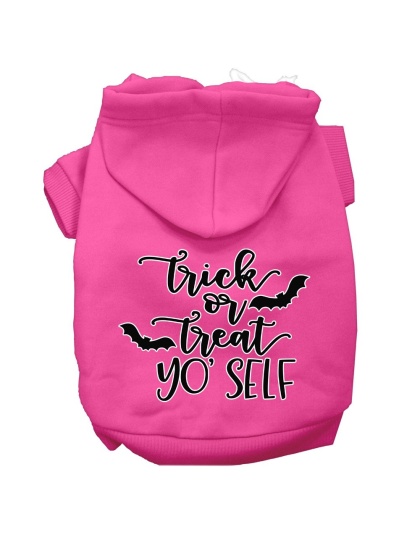 Trick or Treat Yo' Self Screen Print Dog Hoodie Bright Pink L