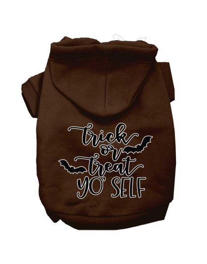 Trick or Treat Yo' Self Screen Print Dog Hoodie Brown L