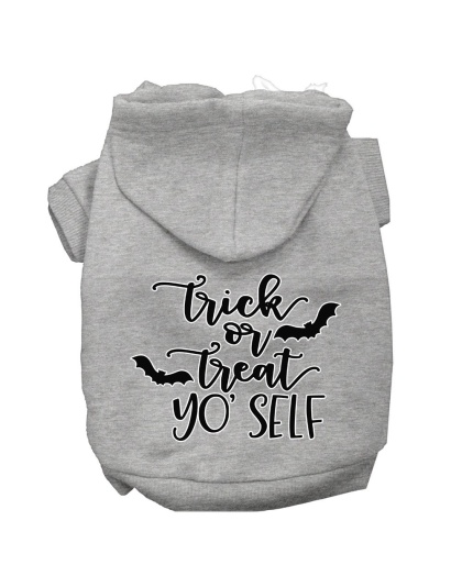 Trick or Treat Yo' Self Screen Print Dog Hoodie Grey L