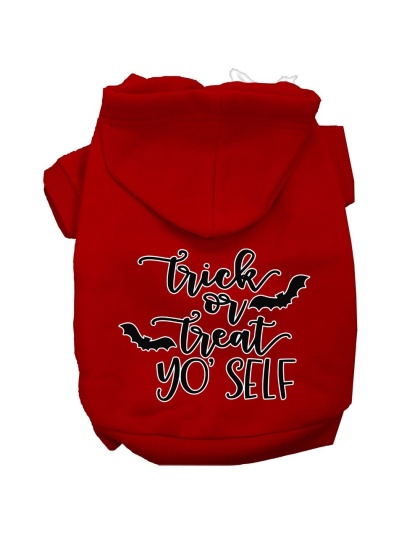 Trick or Treat Yo' Self Screen Print Dog Hoodie Red L