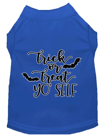Trick or Treat Yo' Self Screen Print Dog Shirt Blue Lg