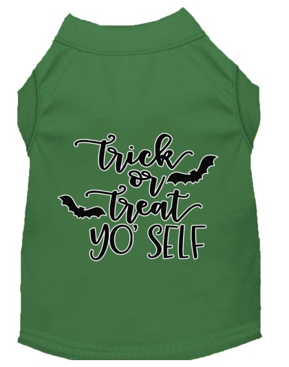 Trick or Treat Yo' Self Screen Print Dog Shirt Green Lg