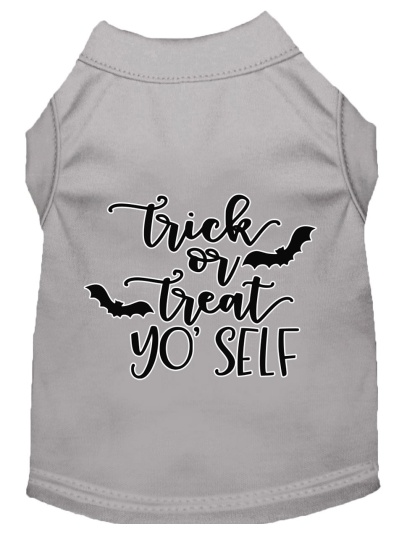 Trick or Treat Yo' Self Screen Print Dog Shirt Grey Lg