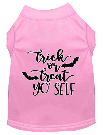 Trick or Treat Yo' Self Screen Print Dog Shirt Light Pink Lg