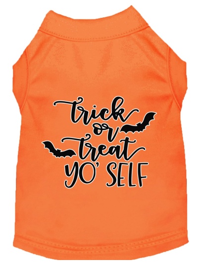 Trick or Treat Yo' Self Screen Print Dog Shirt Orange Lg
