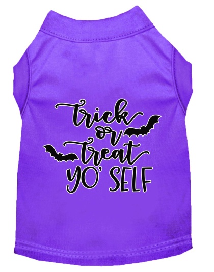 Trick or Treat Yo' Self Screen Print Dog Shirt Purple Lg