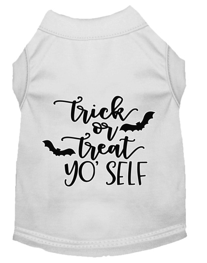 Trick or Treat Yo' Self Screen Print Dog Shirt White Lg