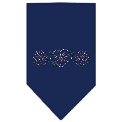 Tropical Flower Rhinestone Bandana Navy Blue large