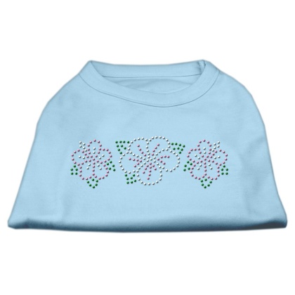 Tropical Flower Rhinestone Shirts Baby Blue L