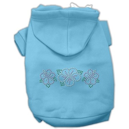 Tropical Flowers Rhinestone Hoodies Baby Blue L