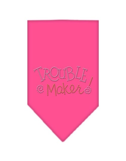 Trouble Maker Rhinestone Bandana Bright Pink Large